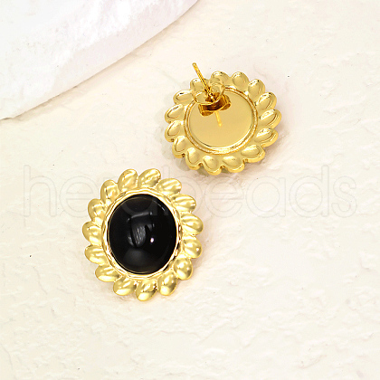 Fashionable Brass Flower Stud Earrings RY6584-4-1