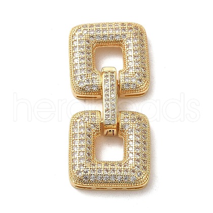 Brass Micro Pave Clear Cubic Zirconia Fold Over Clasps KK-G481-04G-1