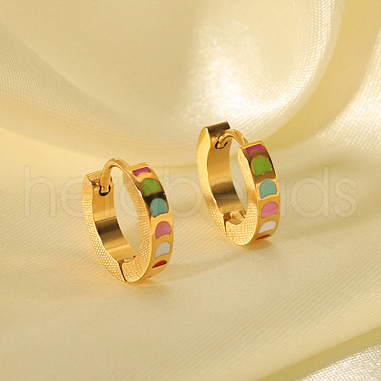 Stainless Steel Enamel Hoop Earrings FS1910-1