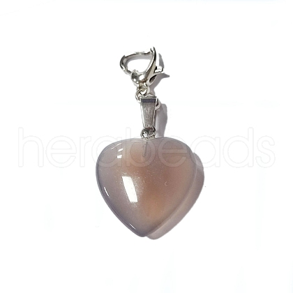 Natural Grey Agate Pendant Decorations PALLOY-PH01402-11-1