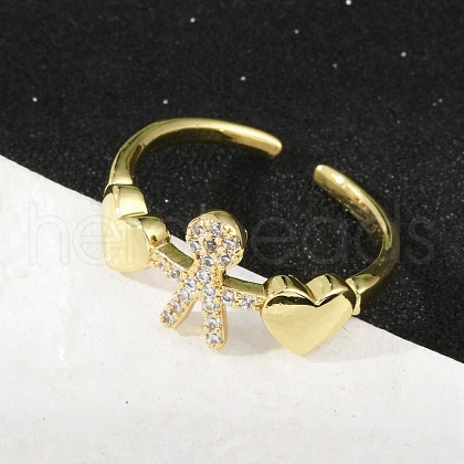 Brass Micro Pave Cubic Zirconia Adjustable Cuff Rings for Women RJEW-C129-11G-1