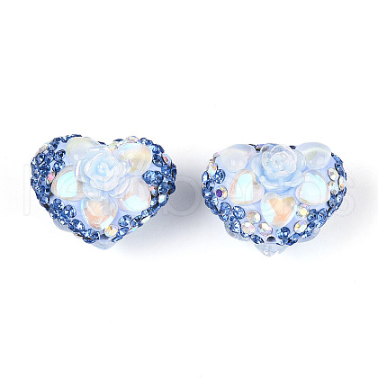 Heart Shape Polymer Clay Pave Rhinestone Beads RB-T018-03F-1