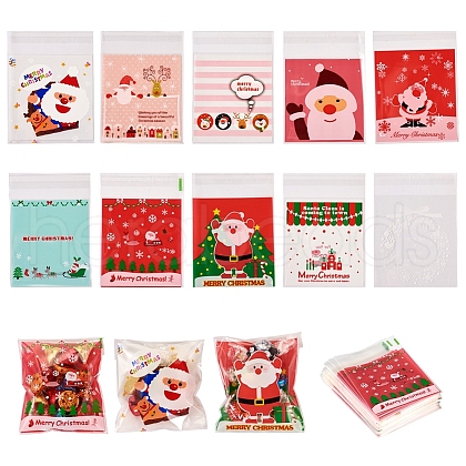  200Pcs 10 Colors Christmas Theme Plastic Bakeware Bag OPP-TA0001-04-1
