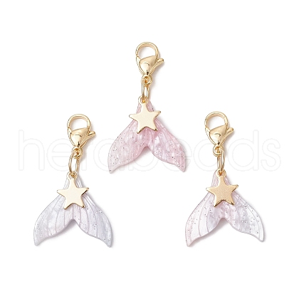 Mermaid Tail Resin Pendant Decorations HJEW-JM03120-1