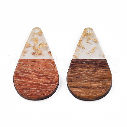 Transparent Resin & Walnut Wood Pendants RESI-N025-030-A01-1
