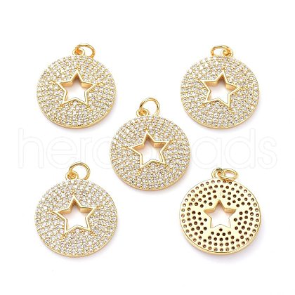 Brass Micro Pave Clear Cubic Zirconia Pendants ZIRC-L100-109G-1