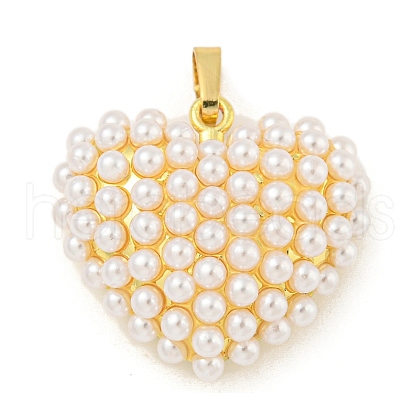 Rack Plating Brass & ABS Plastic Imitation Pearl Pendants X-KK-N255-03E-G-RS-1