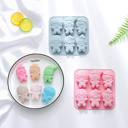 DIY Christmas Gingerbread Man Food Grade Statue Silicone Molds DIY-CJC0009-05-1