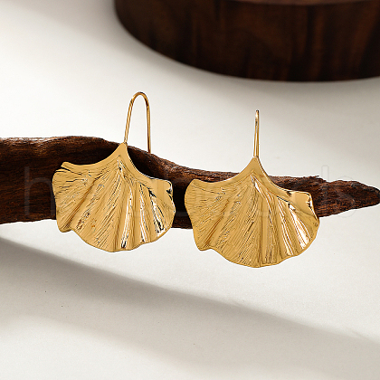 Minimalist Stainless Steel Ginkgo Leaf Earrings for Women JX5864-1