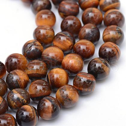 Round Natural Tiger Eye Bead Strands G-R345-4mm-25-1