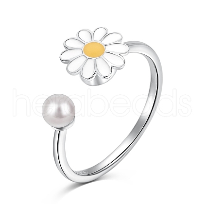Rhodium Plated 925 Sterling Silver Open Finger Rings RJEW-A019-50P-1