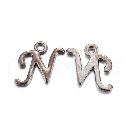 Gunmetal Plated Alloy Letter Pendants X-PALLOY-J718-01B-N-1