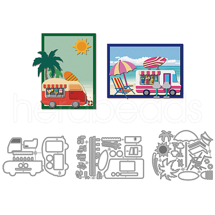Beach Theme Carbon Steel Cutting Dies Stencils DIY-WH0309-1939-1