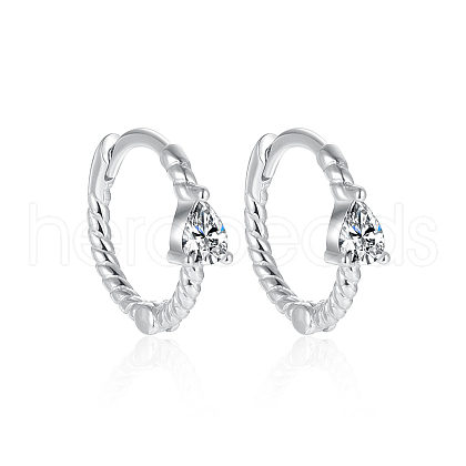 Simple S925 Sterling Silver Twisted Teardrop Hoop Earrings NS9884-1-1