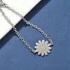 304 Stainless Steel Daisy Link Bracelets BJEW-F500-01P-3