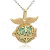 Golden Tone Brass Hollow Round Cage Pendants KK-J237-02G-1