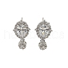 Oval Brass Micro Pave Clear Cubic Zirconia Stud Earring Findings KK-C107-07P-1