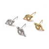 Rack Plating Brass Micro Pave Clear Cubic Zirconia Snake Stud Earrings EJEW-F301-19-1