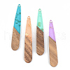 Transparent Resin & Walnut Wood Pendants RESI-S389-039A-B-1