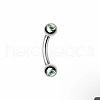 Round 304 Stainless Steel Rhinestone Eyebrow Curved Barbell Rings WGCF9EA-01-1