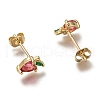 Brass Stud Earrings X-ZIRC-I051-05G-2