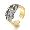 Brass Micro Pave Cubic Zirconia Cuff Rings RJEW-D313-06PG-4