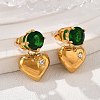 Heart 304 Stainless Steel Micro Pave Cubic Zirconia Dangle Stud Earrings EJEW-V016-01G-03-3