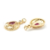 Rack Plating Brass Micro Pave Clear & Violet Cubic Zirconia Pendants KK-D073-21G-2