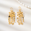 Vintage Brass Flower Tassel Hoop Earrings IP4629-3