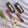 Brass Wax Seal Stamp with Wood Handle AJEW-WH0412-0362-5