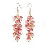 Trumpet Flower Shape Glass & Imitation Pearl Beaded Dangle Earrings EJEW-JE05100-01-2