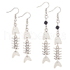 ANATTASOUL 2 Pairs 2 Style Alloy Fishbone Long Dangle Eararings for Women EJEW-AN0002-53-1