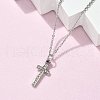 304 Stainless Steel Crystal Rhinestone Cross Pendant Necklaces NJEW-S442-08P-2