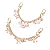 2Pcs 2 Styles Alloy Pink Enamel Flower Bowknot Pendant Cable Chain Purse Decorative Chains AJEW-BA00148-2