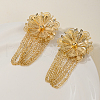 Brass Flower with Chain Charm Dangle Stud Earrings BB5682-2