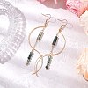 Column Natural Moss Agate Dangle Earrings EJEW-JE06335-05-1