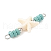Dyed Synthetic Turquoise Starfish Rondelle Beaded Connector Charms PALLOY-JF04014-02-5