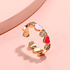 Heart Brass Micro Pave Clear Cubic Zirconia Enamel Cuff Rings for Women FS-WGCCE82-04-1
