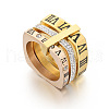 Roman Numerals 304 Stainless Steel & Crystal Rhinestone Finger Rings FS-WGD9A22-31-2