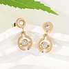 Flat Round 304 Stainless Steel Micro Pave Clear Cubic Zirconia Dangle Stud Earrings EJEW-Z089-28G-2