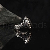 Oval Natural Dyed & Heated Black Agate Finger Rings PW-WG03CB0-01-5