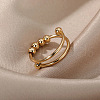 201 Stainless Steel Round Beaded Spinner Rings WG5F549-02-2