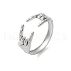 304 Stainless Steel Rock & Roll Hand Gesture Cuff Rings for Women Men RJEW-B118-02P-4