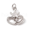 Brass Micro Pave Clear Cubic Zirconia Charms ZIRC-F132-95P-2