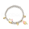 Brass Enamel Round Beads Charm Bracelets for Women BJEW-D317-11PG-5