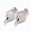 Natural Rose Quartz Pendants G-T073-13M-1