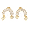 Brass Pave Clear Cubic Zirconia Stud Earrings for Women EJEW-S225-10G-02-2