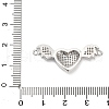 Brass Micro Pave Clear Cubic Zirconia Heart with Bat Wings Connector Charms KK-L229-053P-3