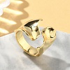 Brass Adjustable Open Cuff Rings for Women RJEW-A065-01G-3