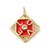 Brass Micro Pave Cubic Zirconia and Enamel Charms KK-Q098-04G-A-1